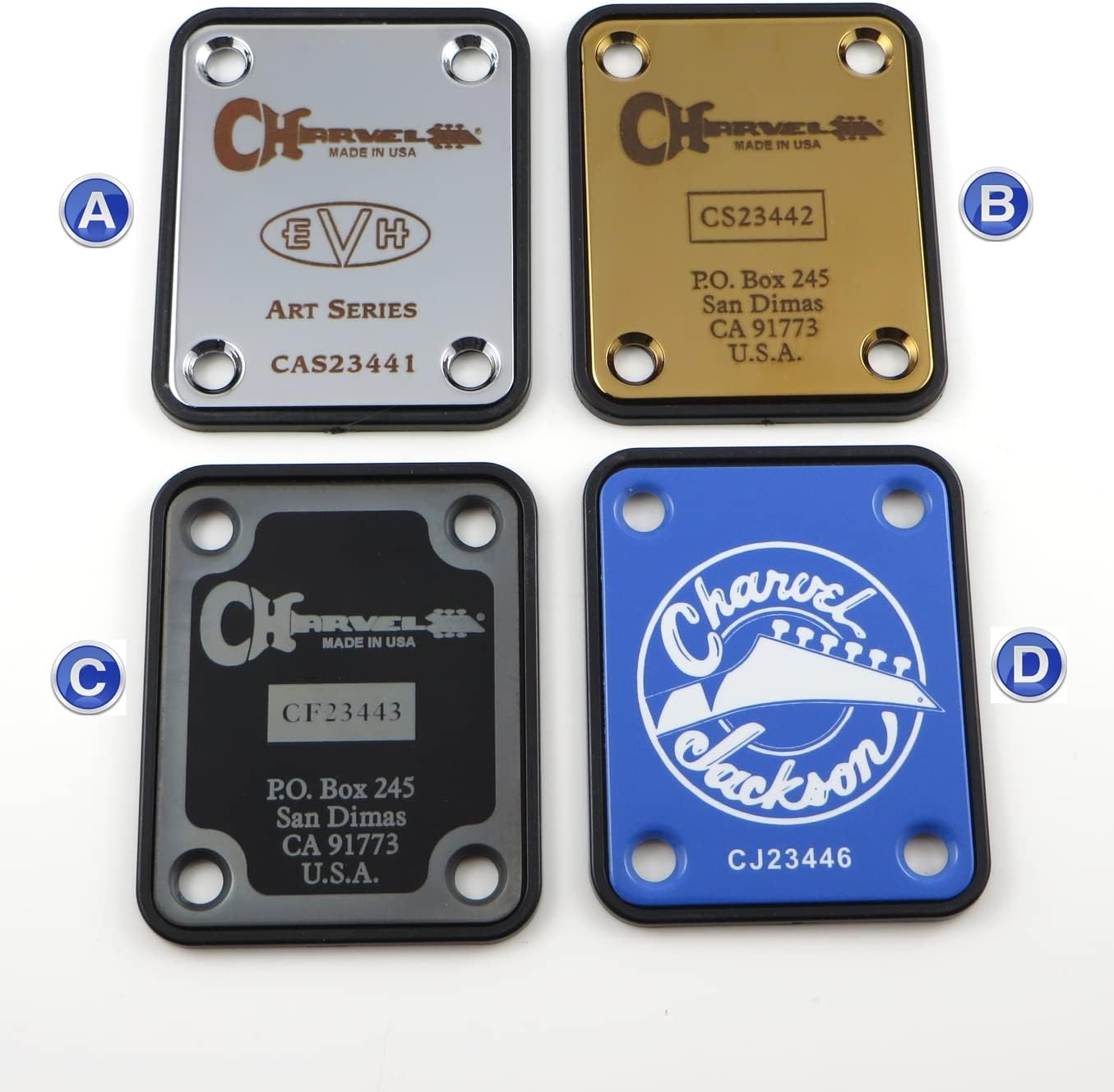 Charvel Tribute Neck Plate - Choose Design and Color - Custom Engraved or Printed