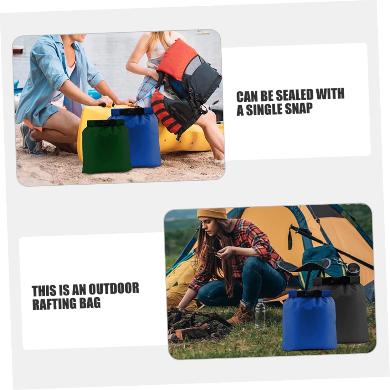6pcs Dry Compression Bags Lightweight Multi Pouches for Camping Backpacking Rafting Tear-resistant Outdoor Storage