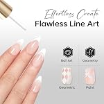 Modelones Liner à pointe en français blanc Gel polonais, 15 ML Classic Color Nail Art Paint Swirl avec mise à niveau fine ligne brosse savon hors U V DIY Accueil Salon Professional Manucure Design Cadeau pour les femmes