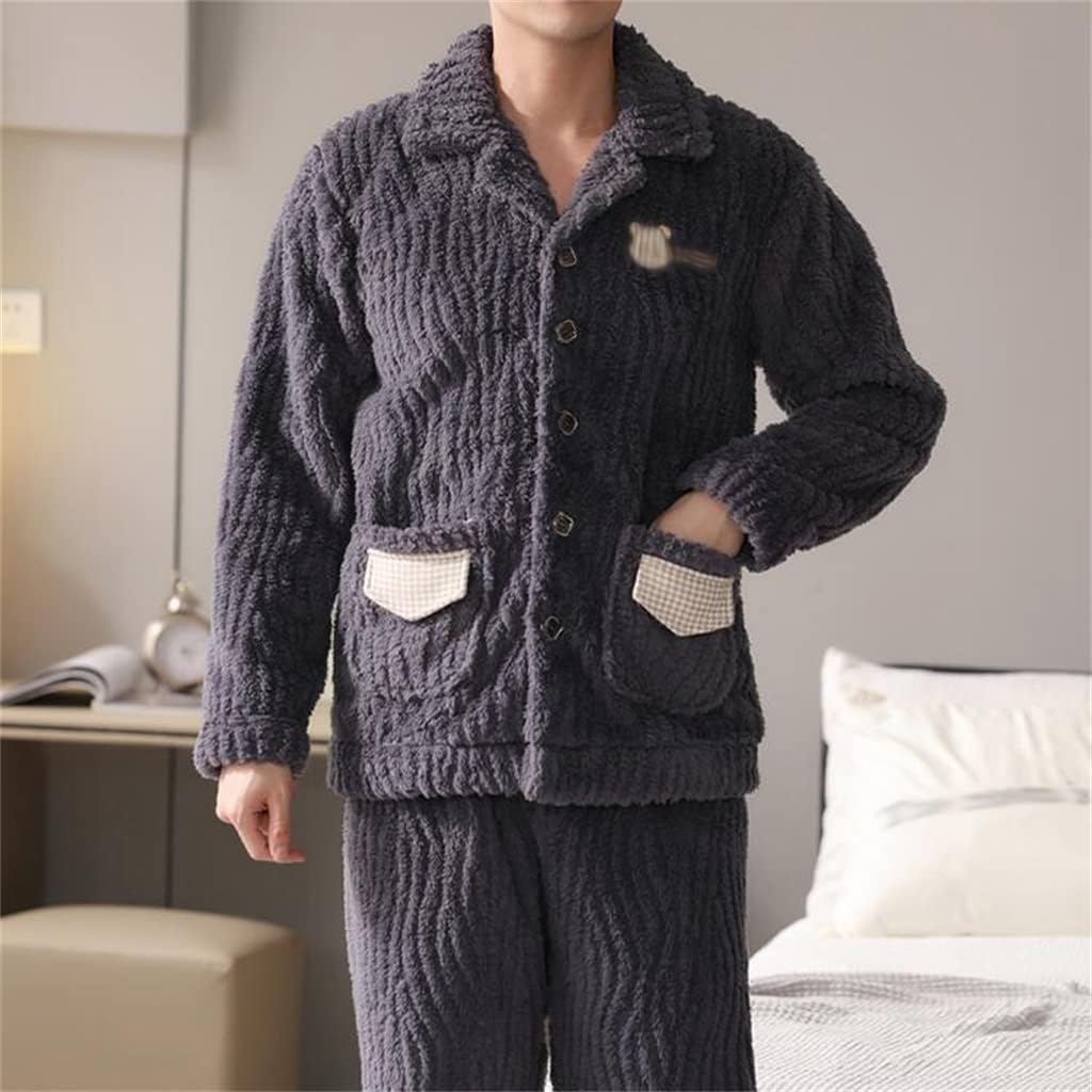 Coral Fleece Thickened Men's Pajamas Winter Loungewear Facecloth Autumn And Suit