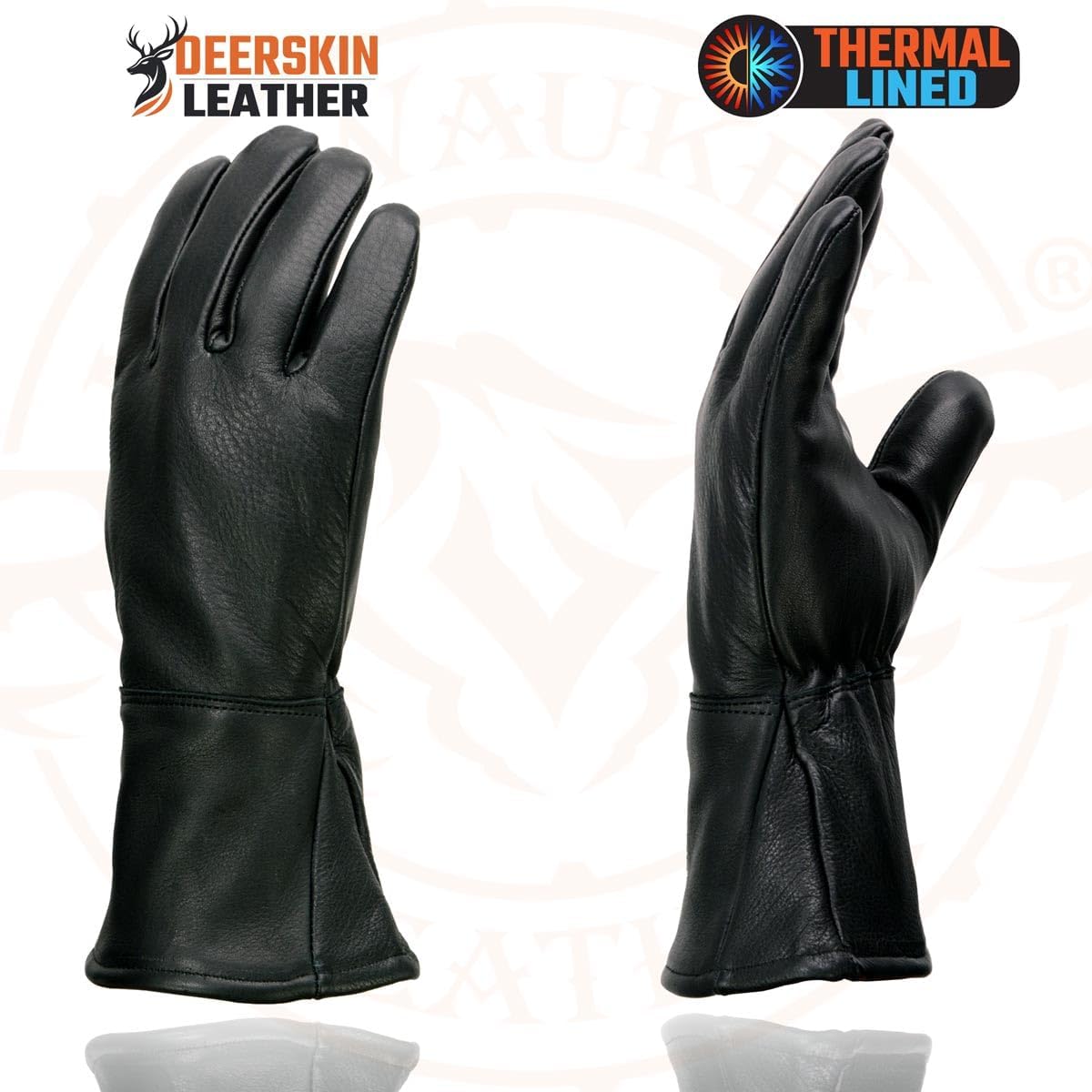 men's Gauntlet Lined Motorcycle Gloves - Image 4