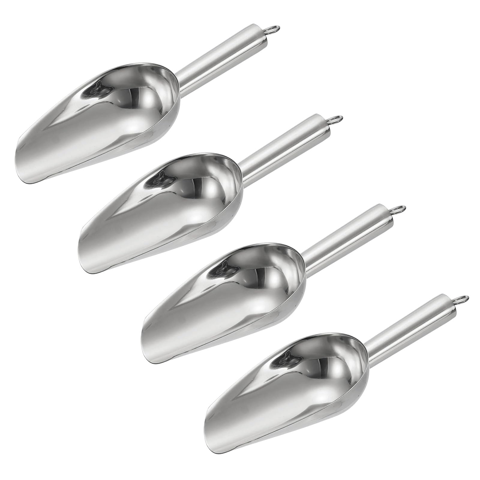 QUARKZMAN 4pz Paletta per Ghiaccio in Metallo, 8.2" x 2.7" Paletta per Ghiaccio in Acciaio Inossidabile per Uso in Cucina Feste Bar Matrimonio, Argento