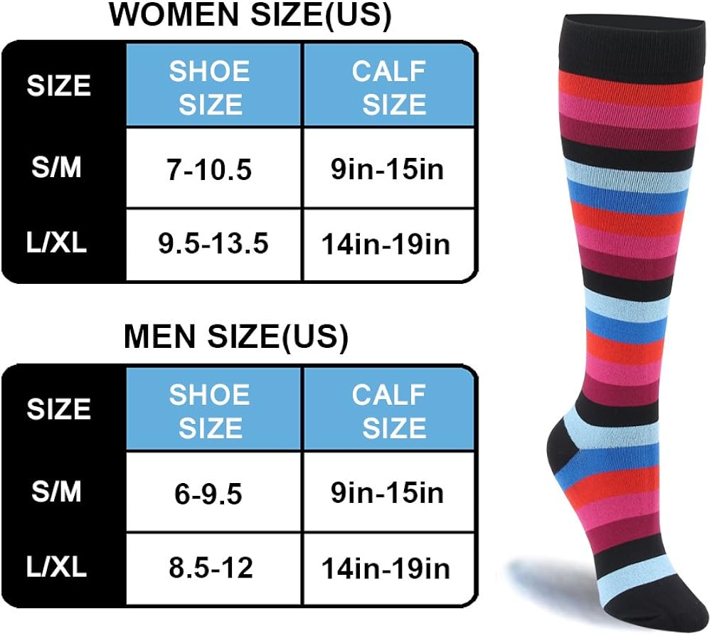 HLTPRO 20-30 mmHg Compression Socks Women & Men - Compression Stockings for Running, Nurse, Flight, Travel