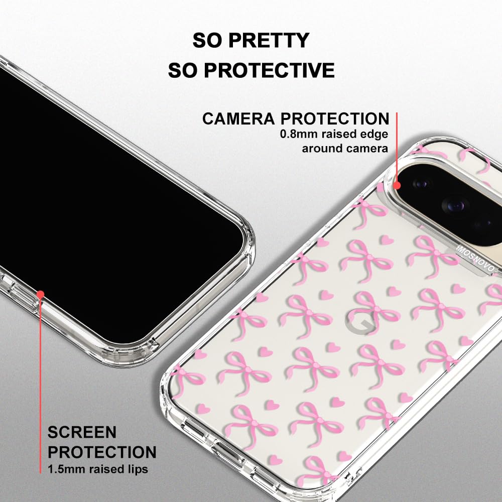 MOSNOVO Case for Google Pixel 10 & Pixel 10 Pro, [Buffertech 6.6ft Military-Grade Drop Protection] [Anti Peel Off Tech] Clear TPU Bumper Phone Case Cover Design - Cute Cherry — view 11