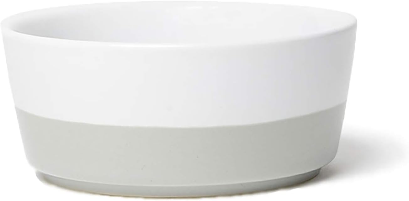 Waggo Dipper Ceramic Dog Bowl Light Grey/White Size Small Heavyweight Durable Dog Food And Water Dish : Pet Supplies