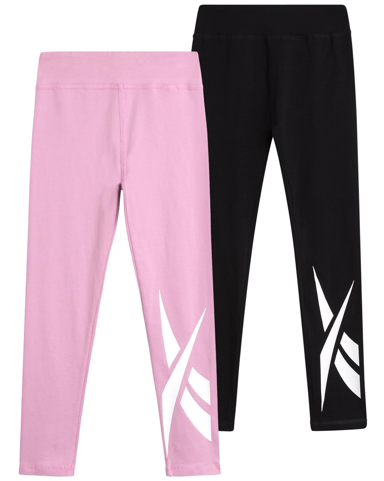 Reebok Girls Leggings - 2 Pack Athletic Performance Cotton Leggings - Yoga Pants for Girls Dance Tights (Sizes: 7-12)