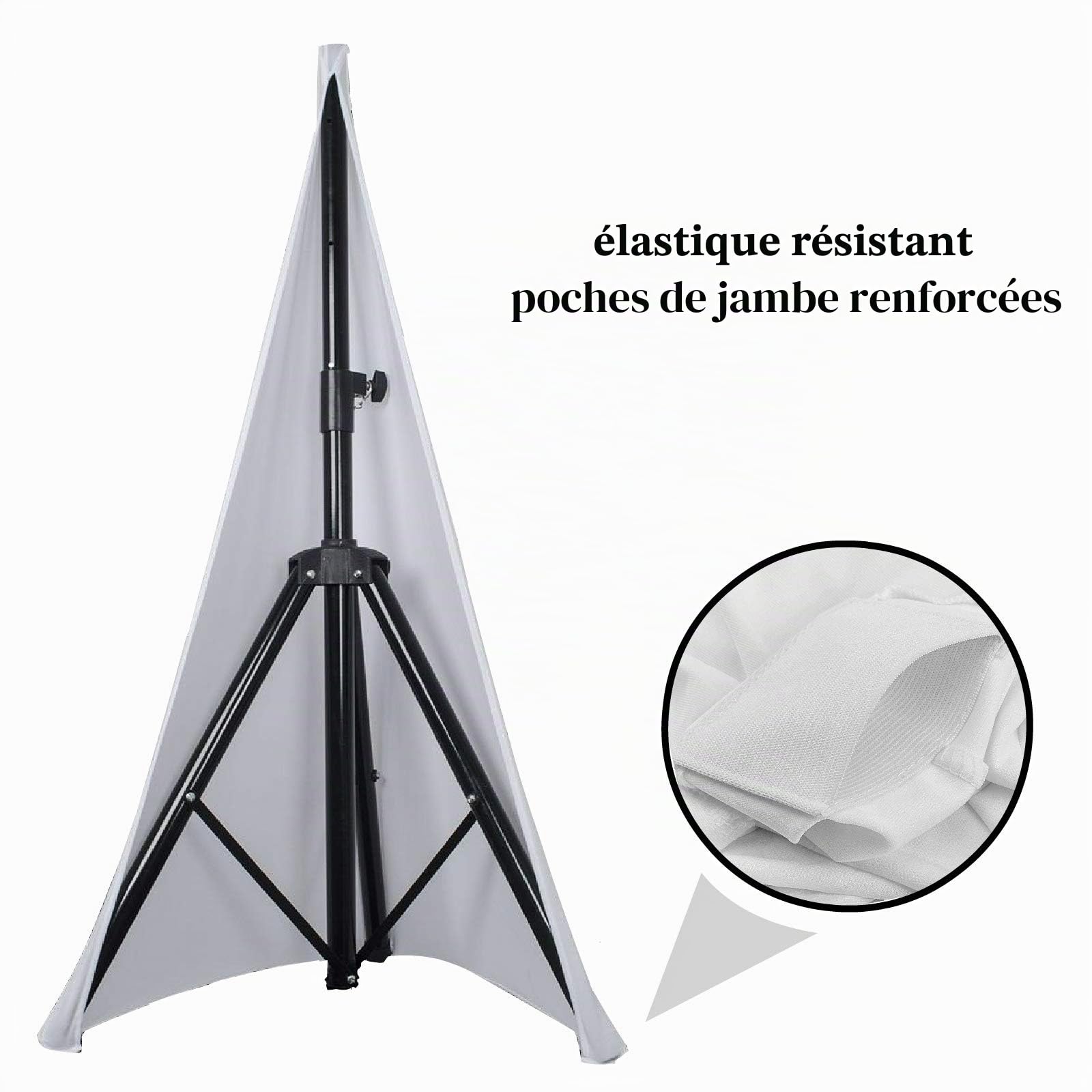 Paire de Housse XL pour trepieds de Haut-parleurs/Jeux de Lumiere en élasthanne Extensible, Housse pour trépied, Double Face … (Blanc)