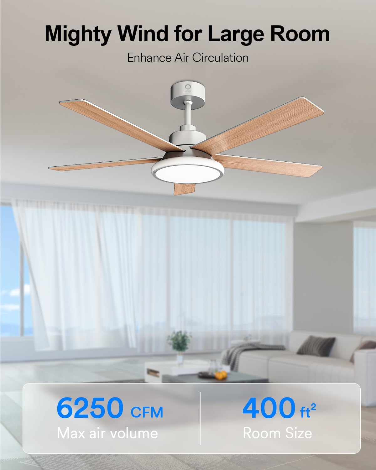 Lumary Smart Ceiling Fans with Lights 2600Lm RGBAI Smart Recessed Lighting 6 Inch