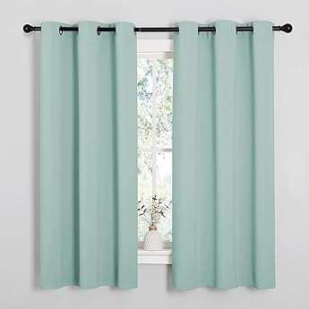 RYB HOME Bathroom Curtains for Small Window, Room Darkening Privacy Assured Curtains Drapes Lights & Draft Blocking for Kitchen Pantry, W 42 x L 54 inches, 2 Panels, Slate Blue