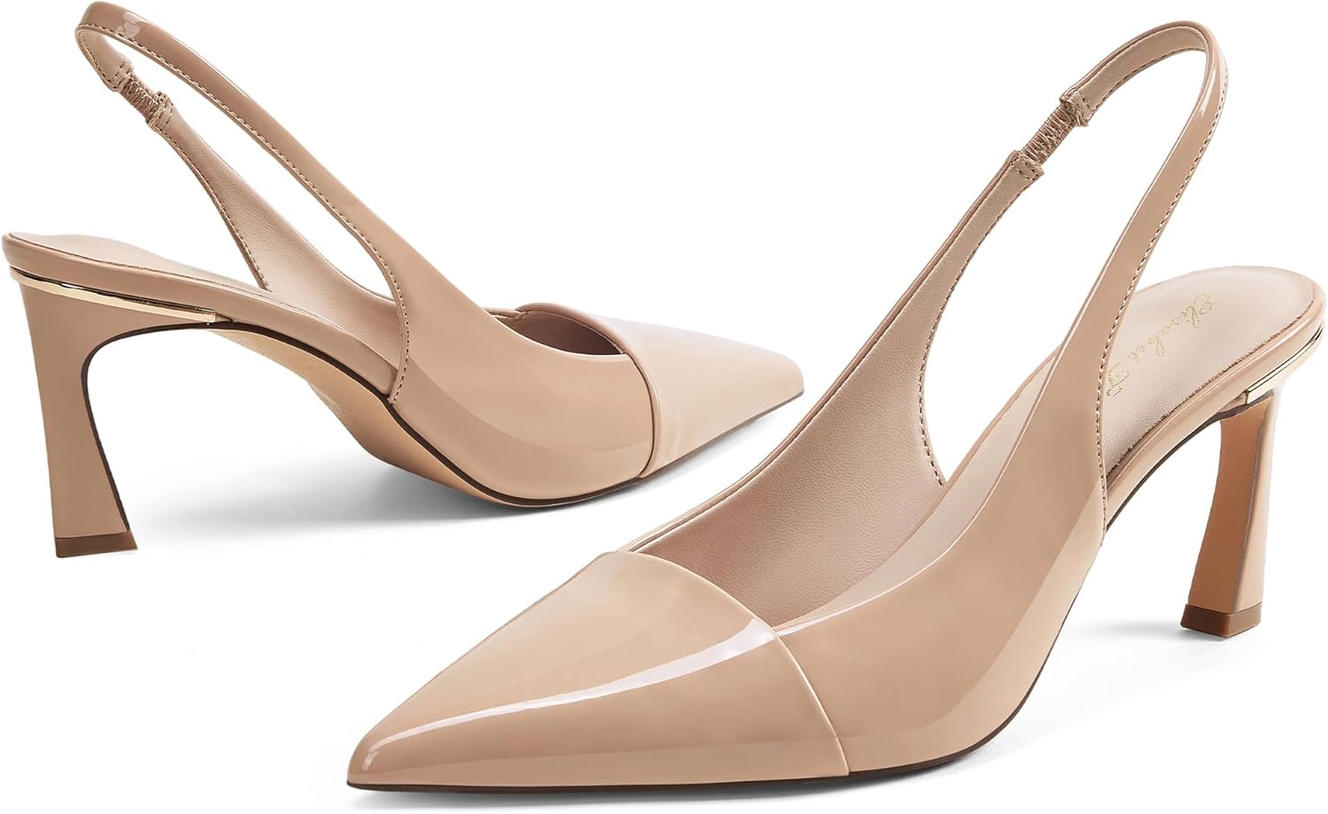 Elisabet Tang Women's Kitten Heel Slingback Low Pumps 3 Inches Stiletto Pointed Closed Toe Elegant Dressy Bridal Wedding Party Shoes - Image 4