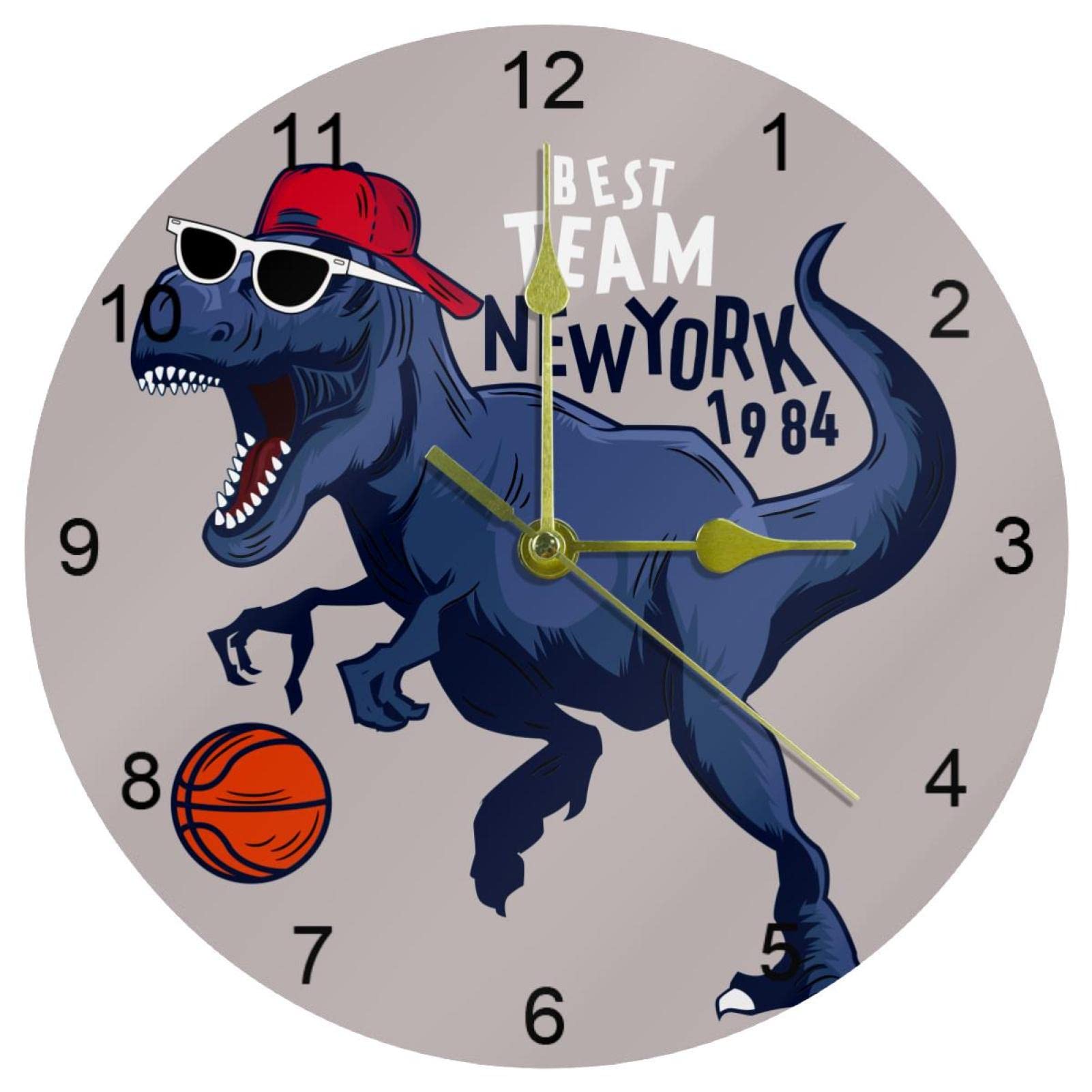 Horloge murale silencieuse dinosaure 25,4 cm avec chiffres arabes