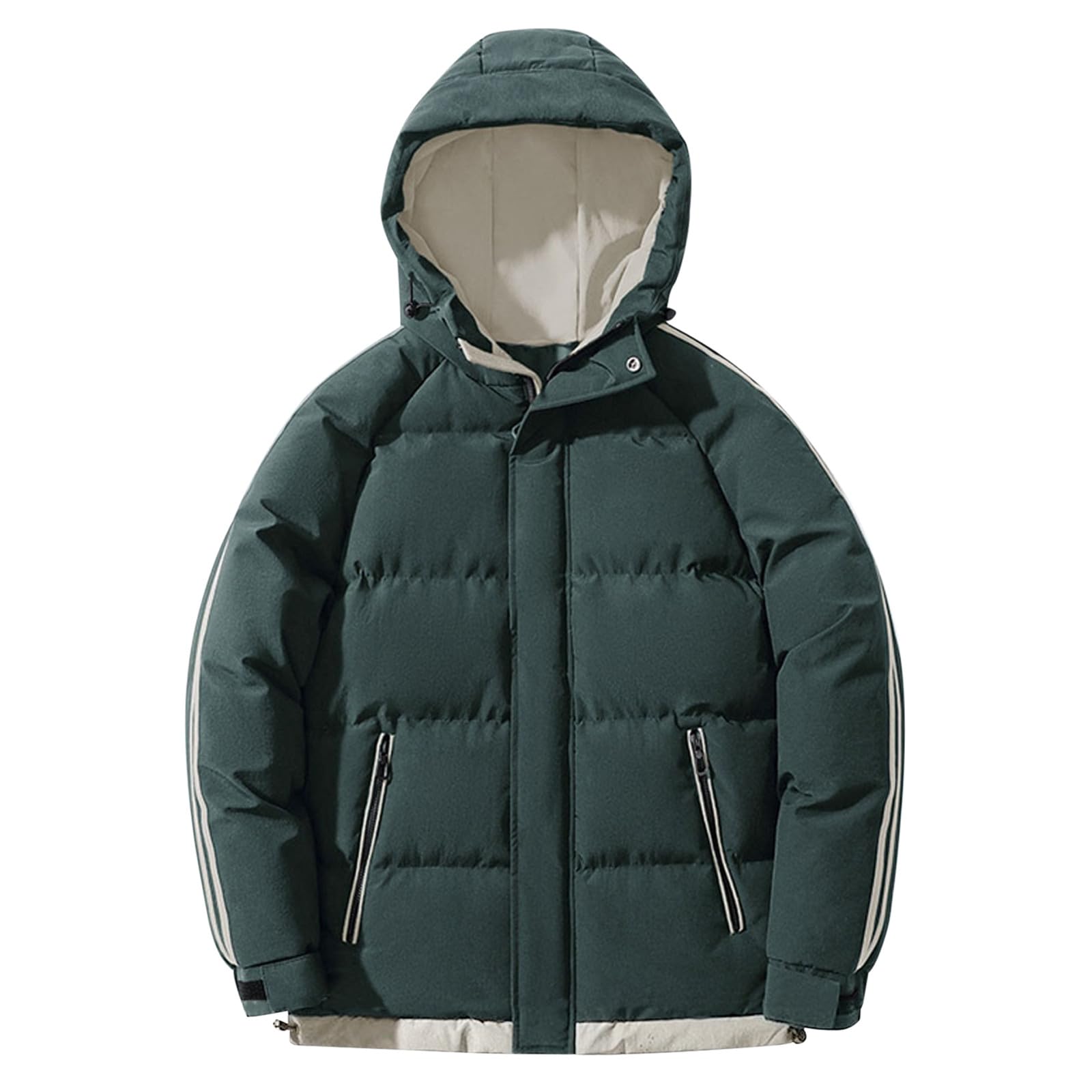 SRZYMJ Grün Winterjacke Herren Daunenjacke mit Kapuze Warm Jacke Leichte Steppjacke Winter Jacken Bequeme Kapuzenjacke Puffer Jacket Basic Übergangsjacke Outdoor Softshelljacke Kleidung Mantel