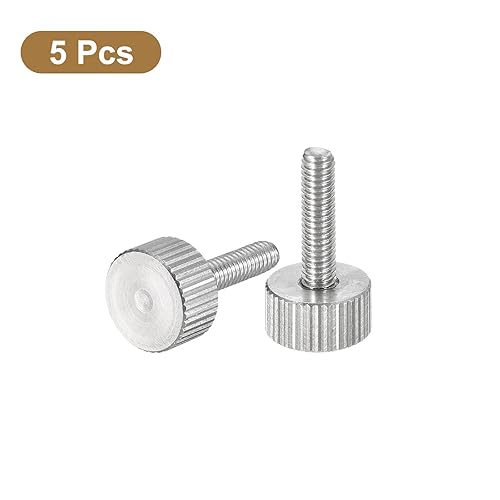 Miniatura 118 de uxcell Tornillos moleteados M3x10mm, 5 piezas de acero inoxidable 304 con cabeza moleteada plana totalmente roscada, tornillos de pulgar, pernos