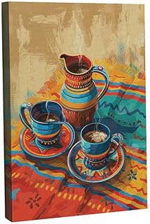 Elivita Ethiopian Coffee Ceremony Boho Art Design 1 Wall Decor Canvas Art Print Home Decor Pictures Poster for Bedroom Living Room Bathroom Office With Framed Ready to Hang