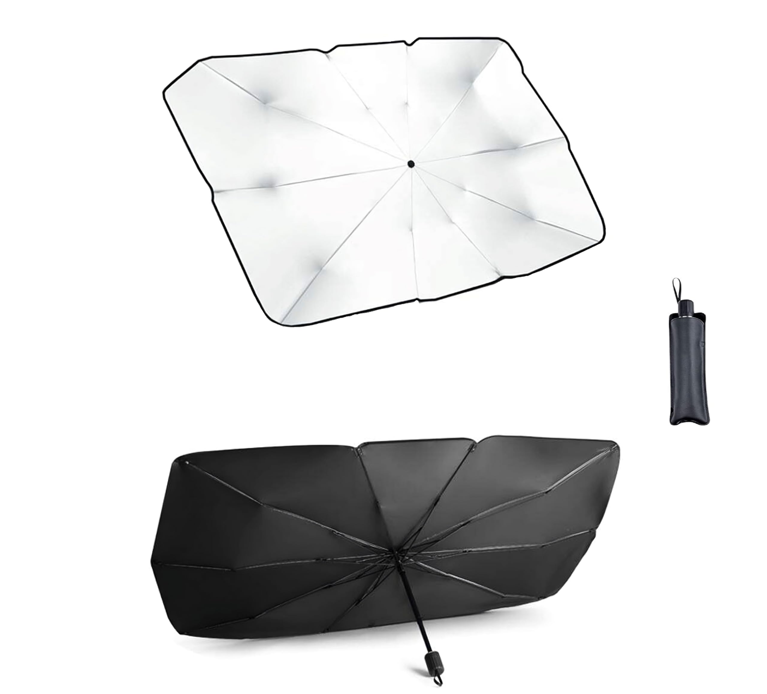 TEMPO DI SALDI Ombrello Parasole Auto Parabrezza Interno Pieghevole 130 x 75 x 1 cm, Protezione Raggi UV, Copri Parabrezza Auto Universale e Proteggi Cruscotto