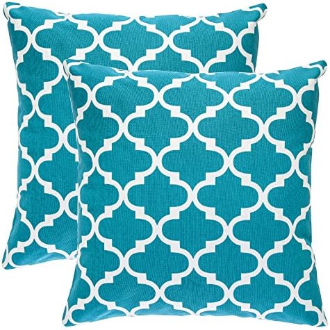 TreeWool (2 Pack Trellis Accent Cotton Canvas Cushion Covers (45 x 45 cm, Graphite)