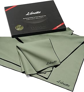 Libretto Microfiber Polish Cloth for Musical Instrument, 3 Sizes in 1 Pack, Trumpet and Brass Cleaning Product, Green, Lint-Free, Super Soft, Gift, for Piano, Violin, Guitar, Saxophone, Laptop.