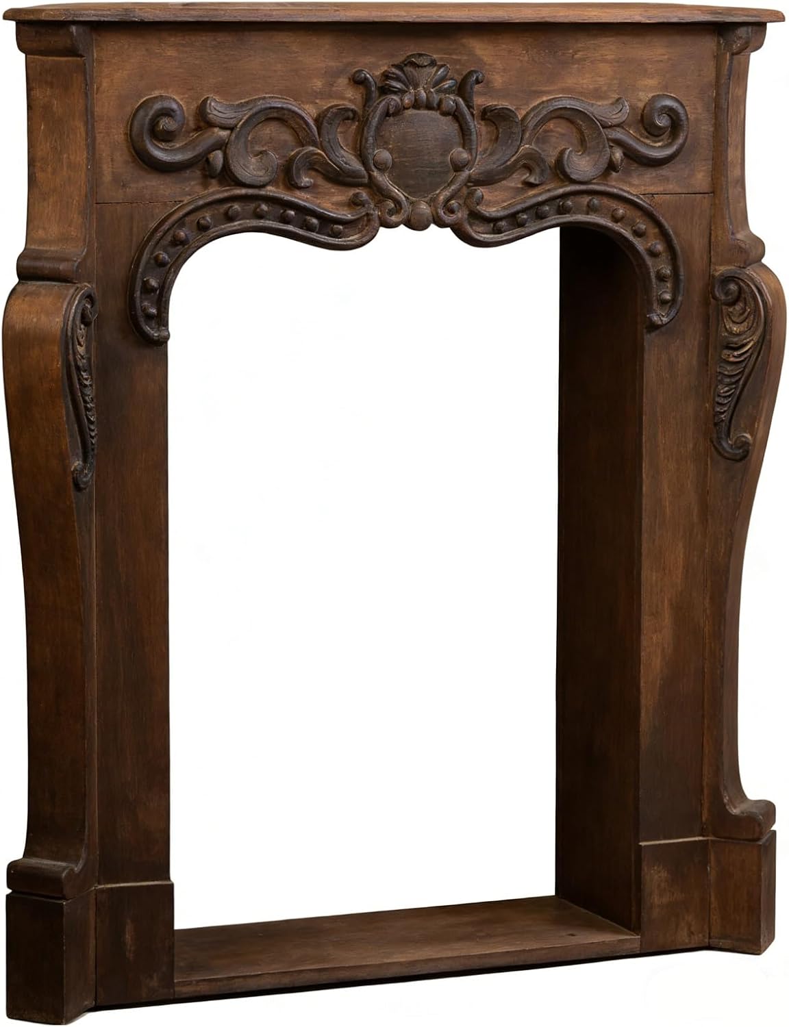 Fireplace Surround Vintage Brown Solid Wood Ornate French Country Fireplace Mantel Surround