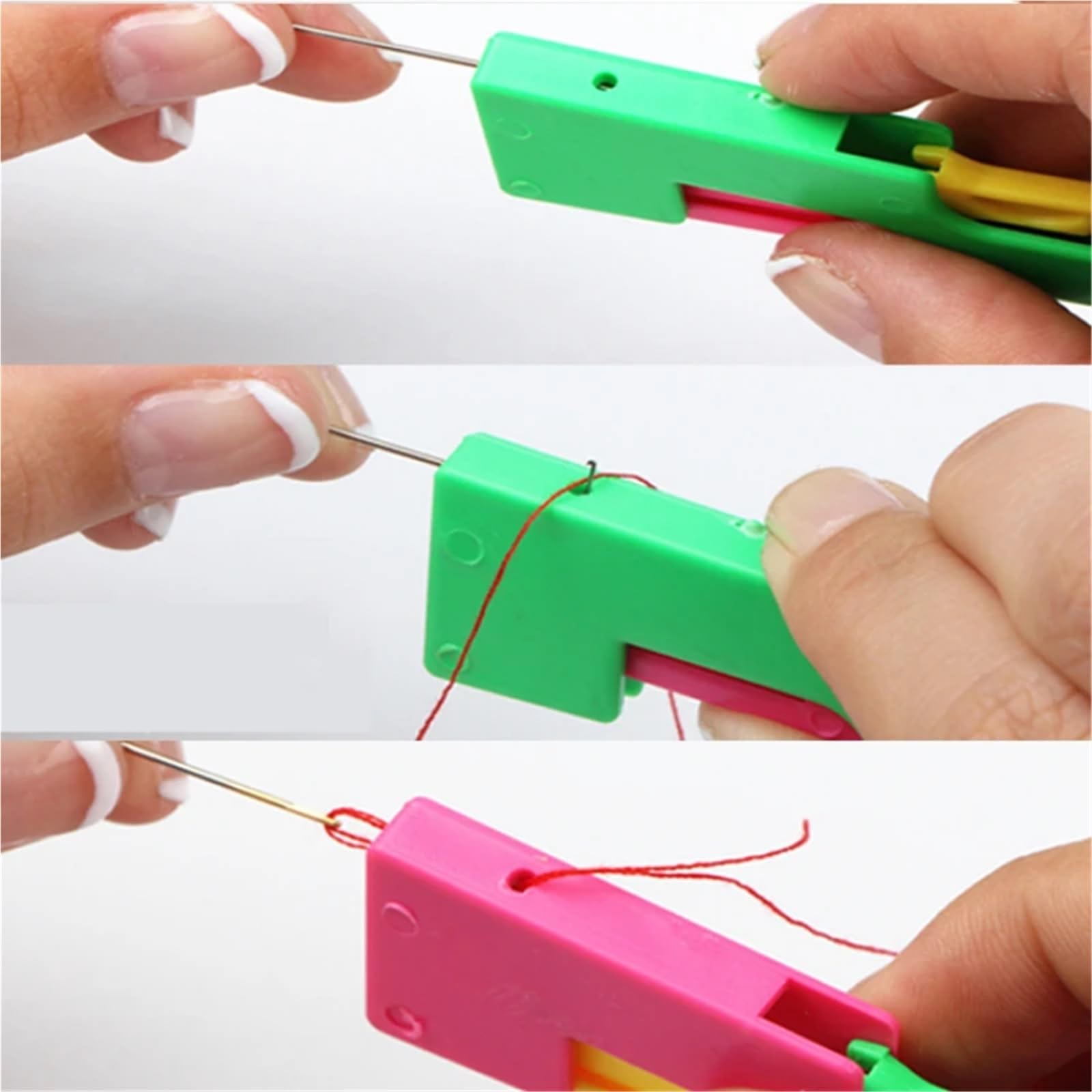 Infila-Aghi, Infila-ago da Cucito Automatici, Manico in plastica, 120 pz, Multicolore