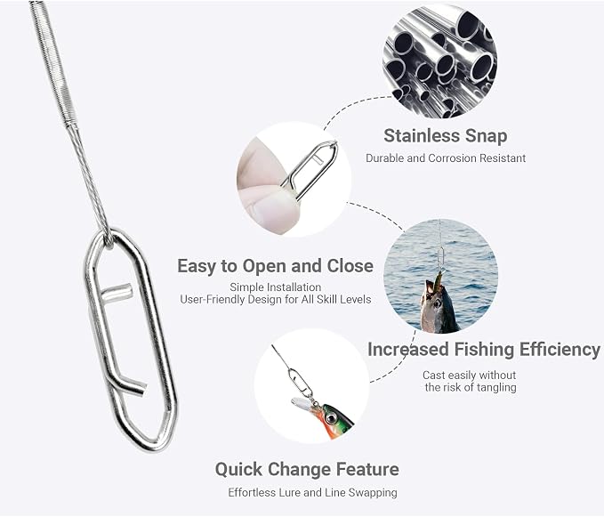 Leader de pesca de acero resistente 11.8 in 70 lb miniatura 2