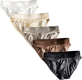 TAPUU Mens Satin Low Rise Briefs Underwear with Bulge Enhancing