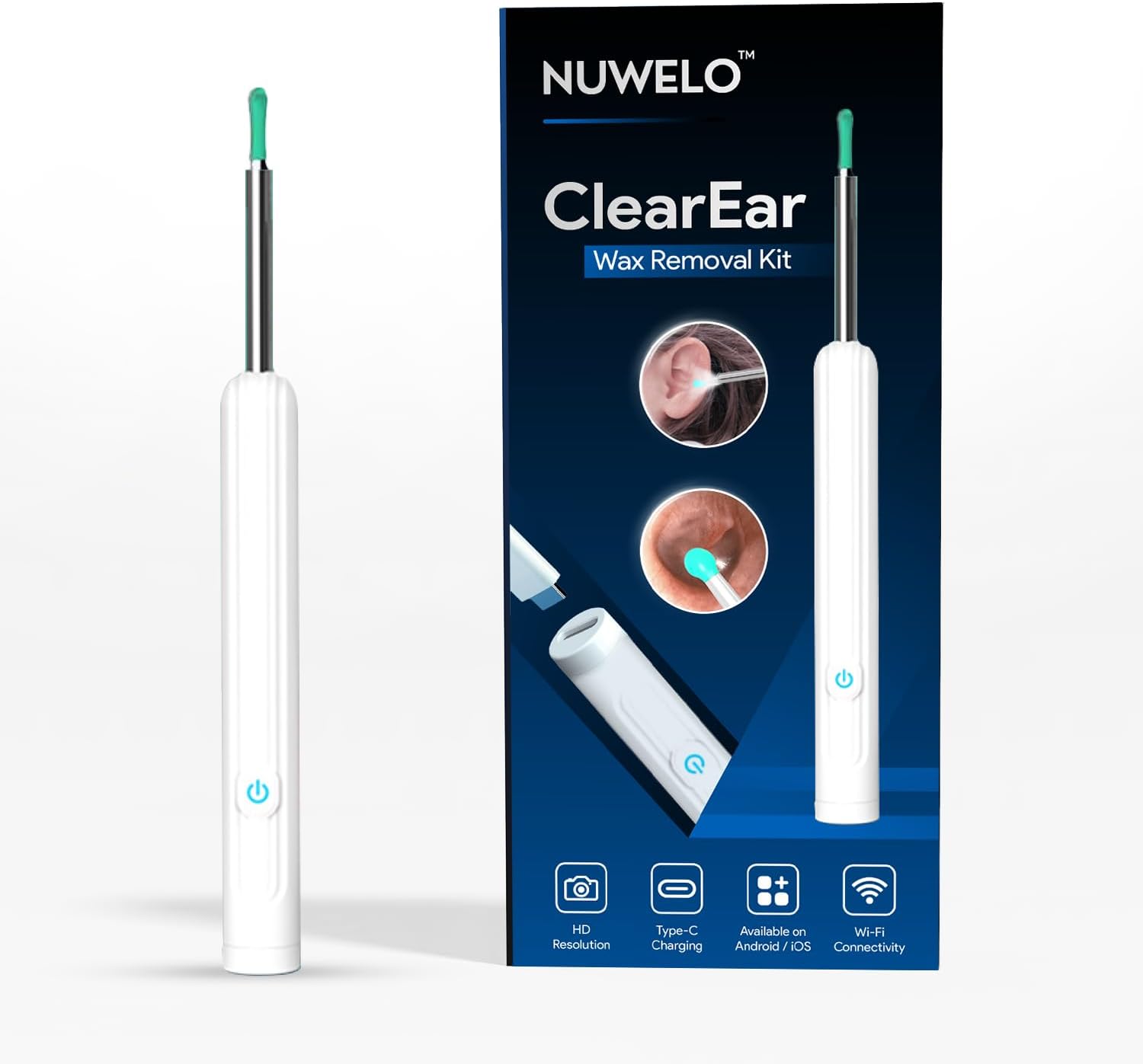 Anti-Infection LED Ear Wax Removal Kit with 1296p HD Camera WiFi Smart App Control Medical-Grade Silicone Tips Safe Ear Cleaner for Kids & Adults Rechargeable Waterproof Ear Cleaning Tool Set