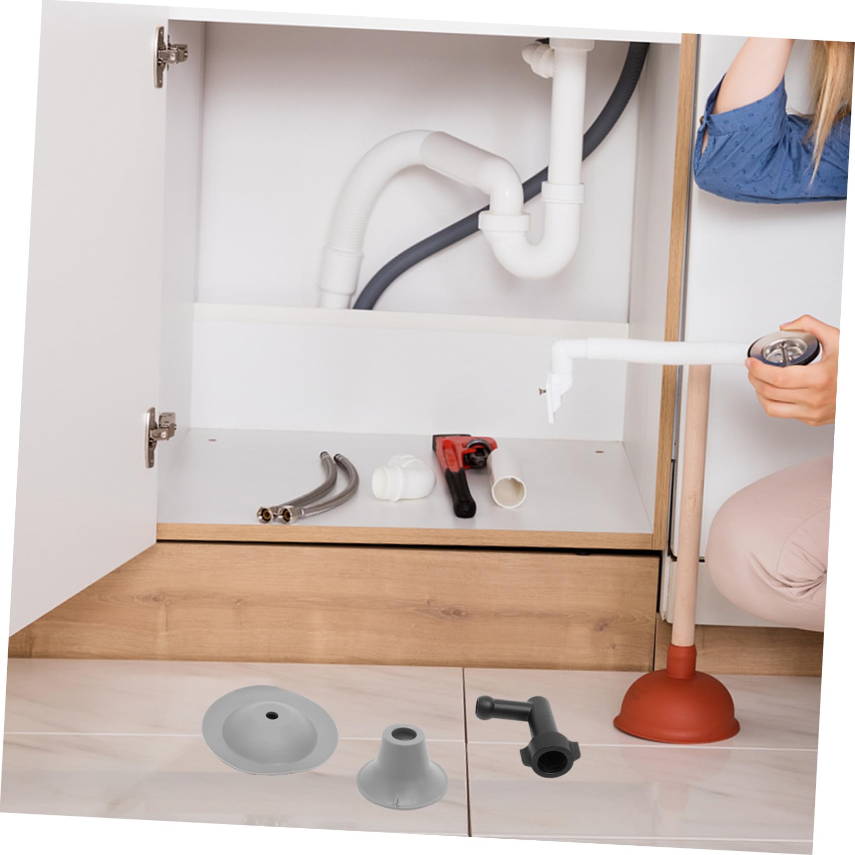 Déboucheur de Toilettes Flexible Piston de Vidange Blanc Certifié Haute Pression Poignée Ergonomique Adapté pour Canalisations Sanitaires Usage Domestique Quotidien