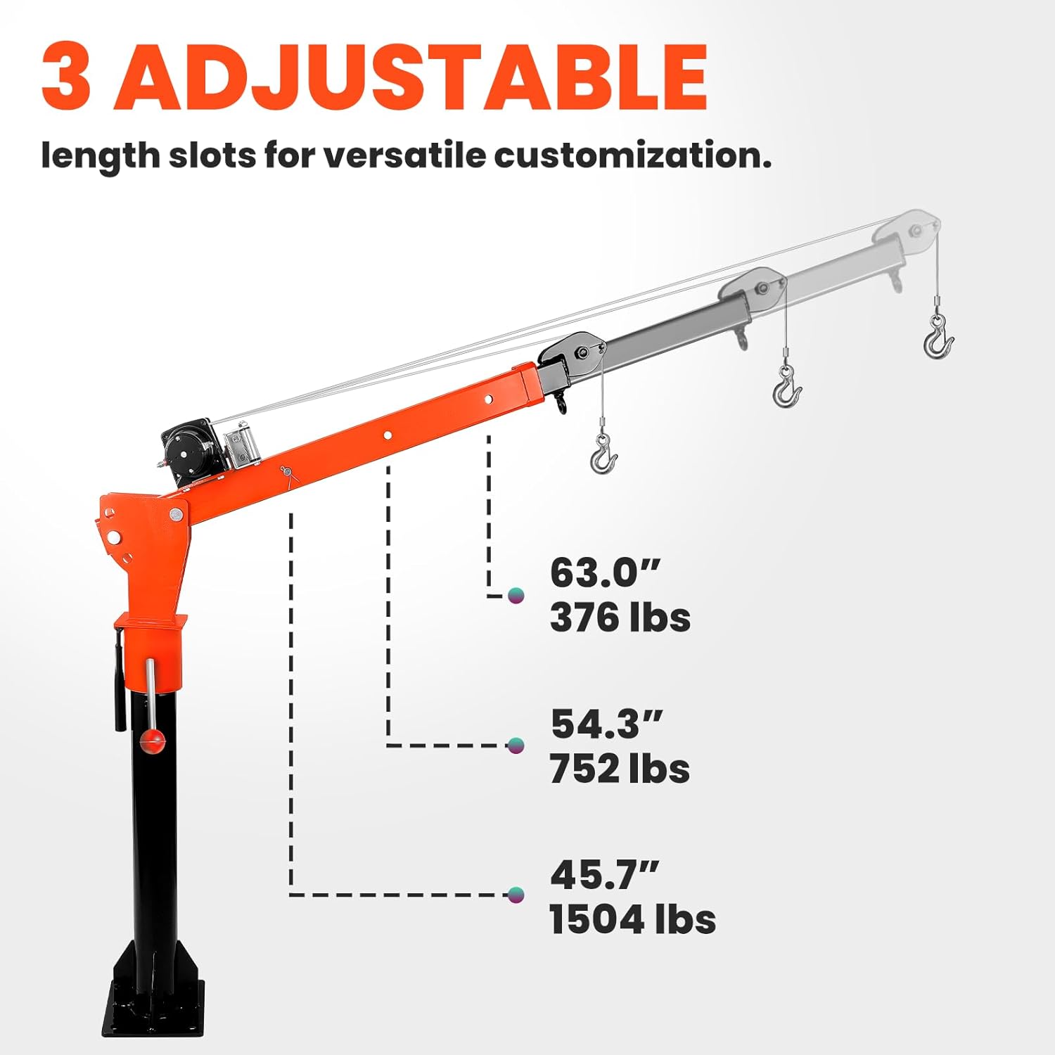 Alloy Steel Electric Truck Crane, 1500 LBS Truck Bed Crane with 2500 LBS Electric Winch, 9.2L x 9.2W x 45.6 H, 360° Swivel Truck Bed Hoist for Lifting Goods in Construction, Factory