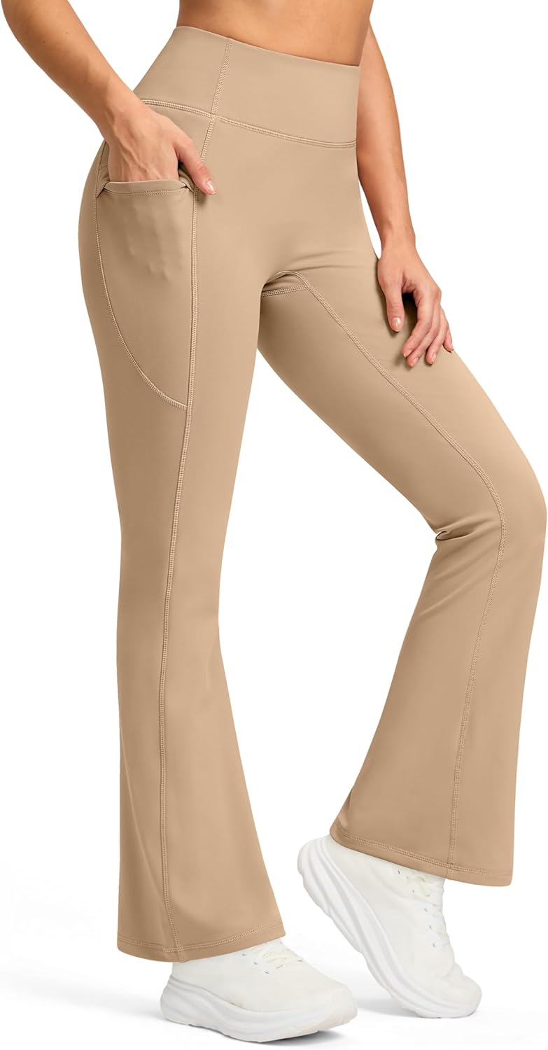 G Gradual Fleece Lined Leggings for Women No Front Seam High Waist Thermal Flare Pants with Pockets for Winter, Hiking, Yoga