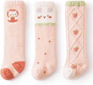 Calcetines de invierno para niña, color rosa, 3 pares, Rosa, 6- 12 meses