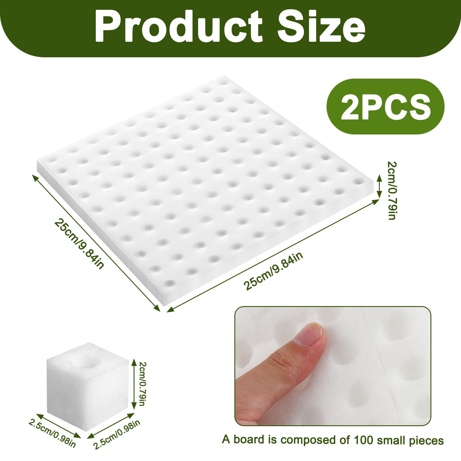 200 Piezas Esponja Hidropónica 25 * 25 * 25mm, Esponjas Plántulas Invernadero Plantar Herramientas de Jardinería Esponjas Cuadradas para Esquejes Agrícolas Siembra y Trasplante de Hortalizas(Blanco)
