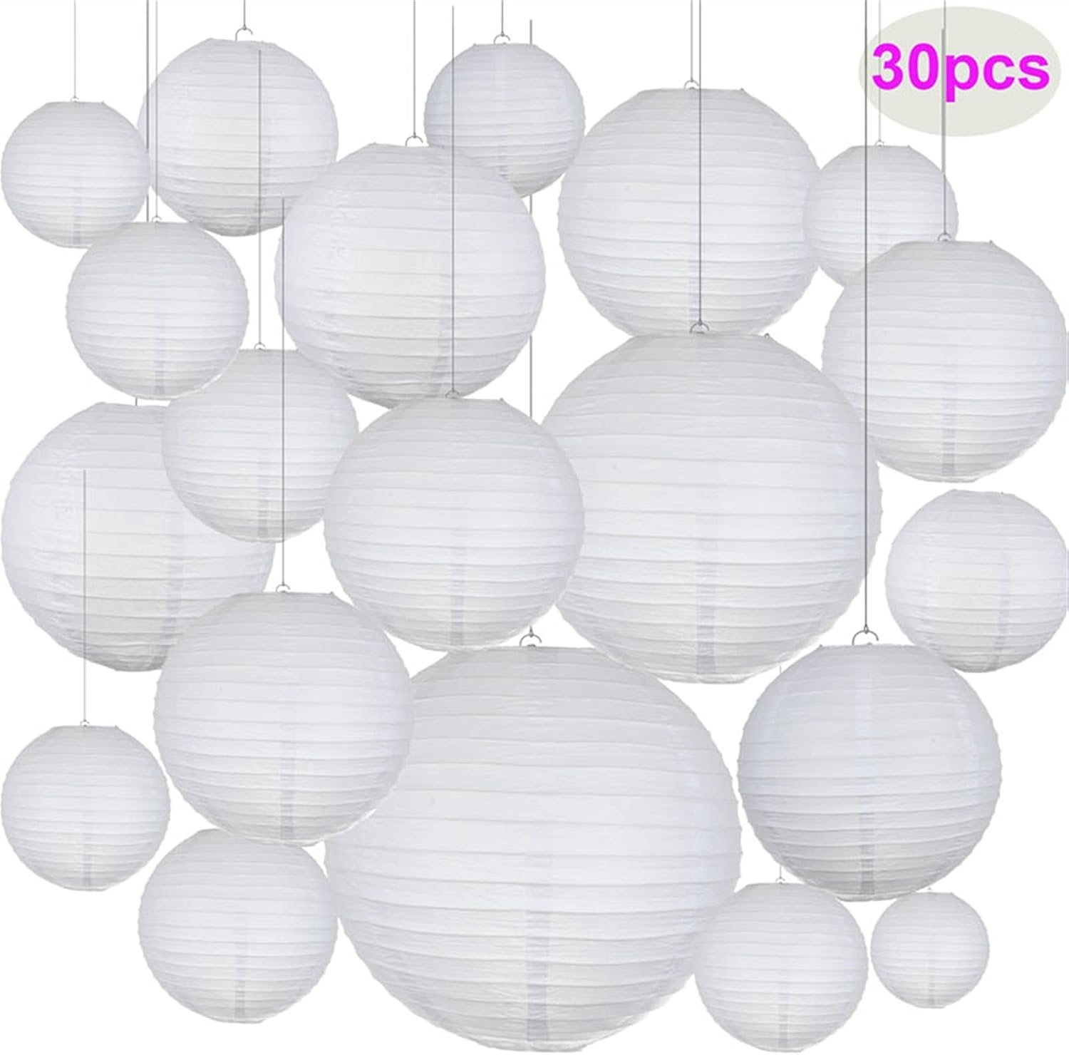 Paper Lanterns,Paper Lantern Paper Lantern Lamps Mix Size White Paper Lanterns Chinese Paper Ball Lampion for Wedding Party Holiday Decora