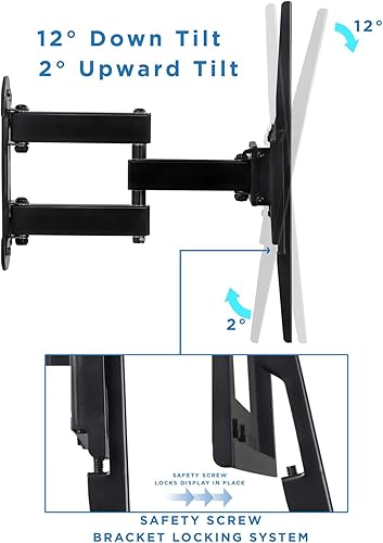 Miniatura 8 de Mount-It! Soporte de pared de TV de movimiento completo  Instalación de un solo perno  Giratorio, inclinación y extensión de 15 pulgadas  Brazo