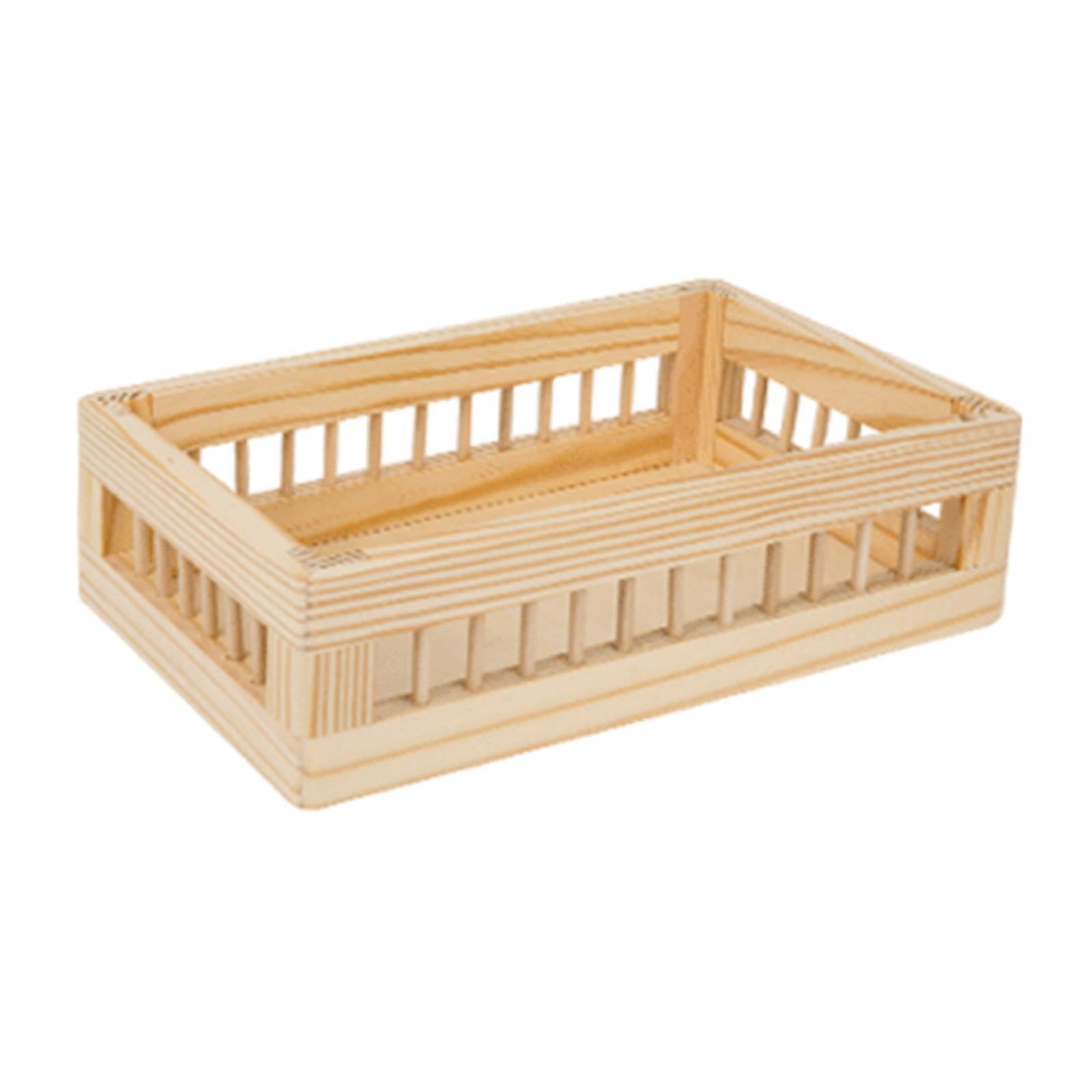 QLECXZI Tidy Wood Storage Basket Organizer Bin For Books Toys Multifunctional Kitchen Countertop Decorative Container Multifunctional Portable Storage Box For , Wood Color , M