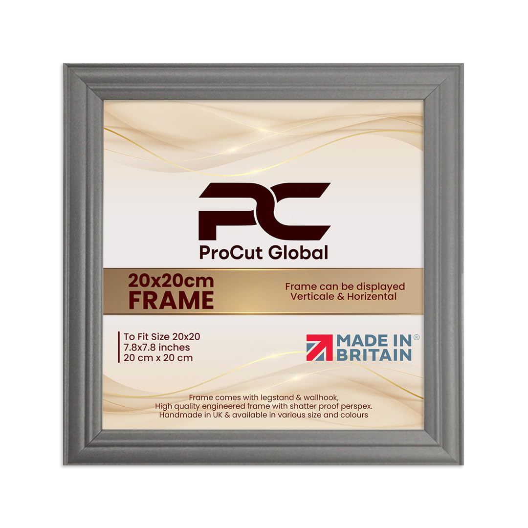 Procut Global 20x20CM Dark Grey Picture Frames - Classic Wooden Photo Frame with Shatterproof Perspex for Wall or Tabletop - Perfect for Posters, Certificates & Prints - Sizes & Colors Available — image 1
