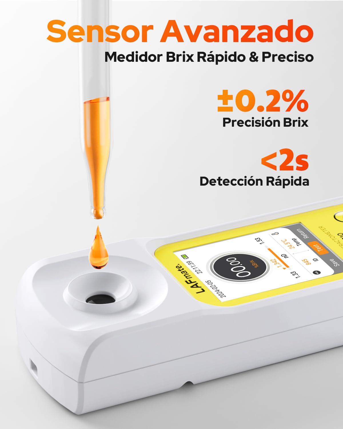 Refratómetro digital Brix con ATC para Zumo de Café, Miel, Jarabe de Arce, Medidor de Brix 0-95% Refractometro para la Elaboración de Vino y Cerveza Casera
