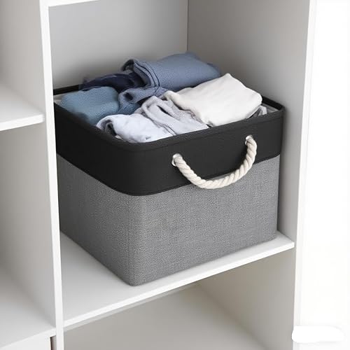 Miniatura 4 de BOFUGA Contenedores de almacenamiento de cubos canastas de almacenamiento plegables de tela cubos de almacenamiento de 11 pulgadas con asas cubos de