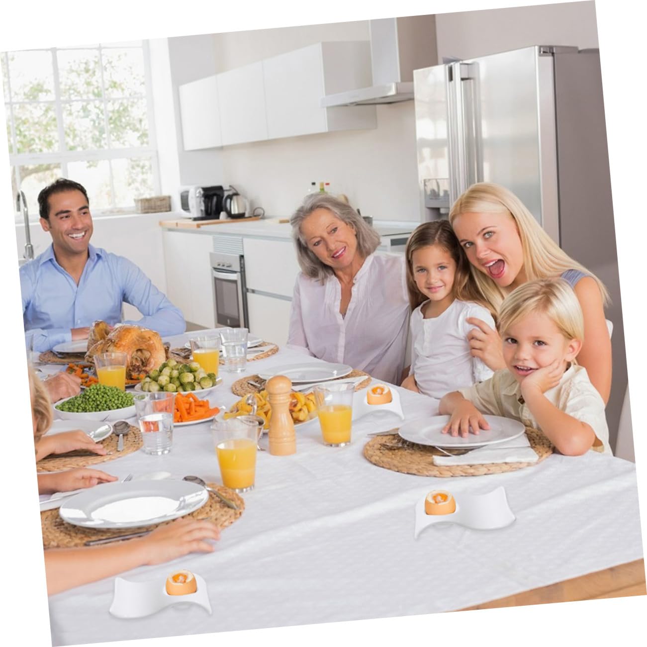 Hemobllo Lot De 6 Porte-œufs en Céramique Blanche, Coupelles Pratiques pour Œufs Durs, Assiettes Multifonctions Maison Service à Table