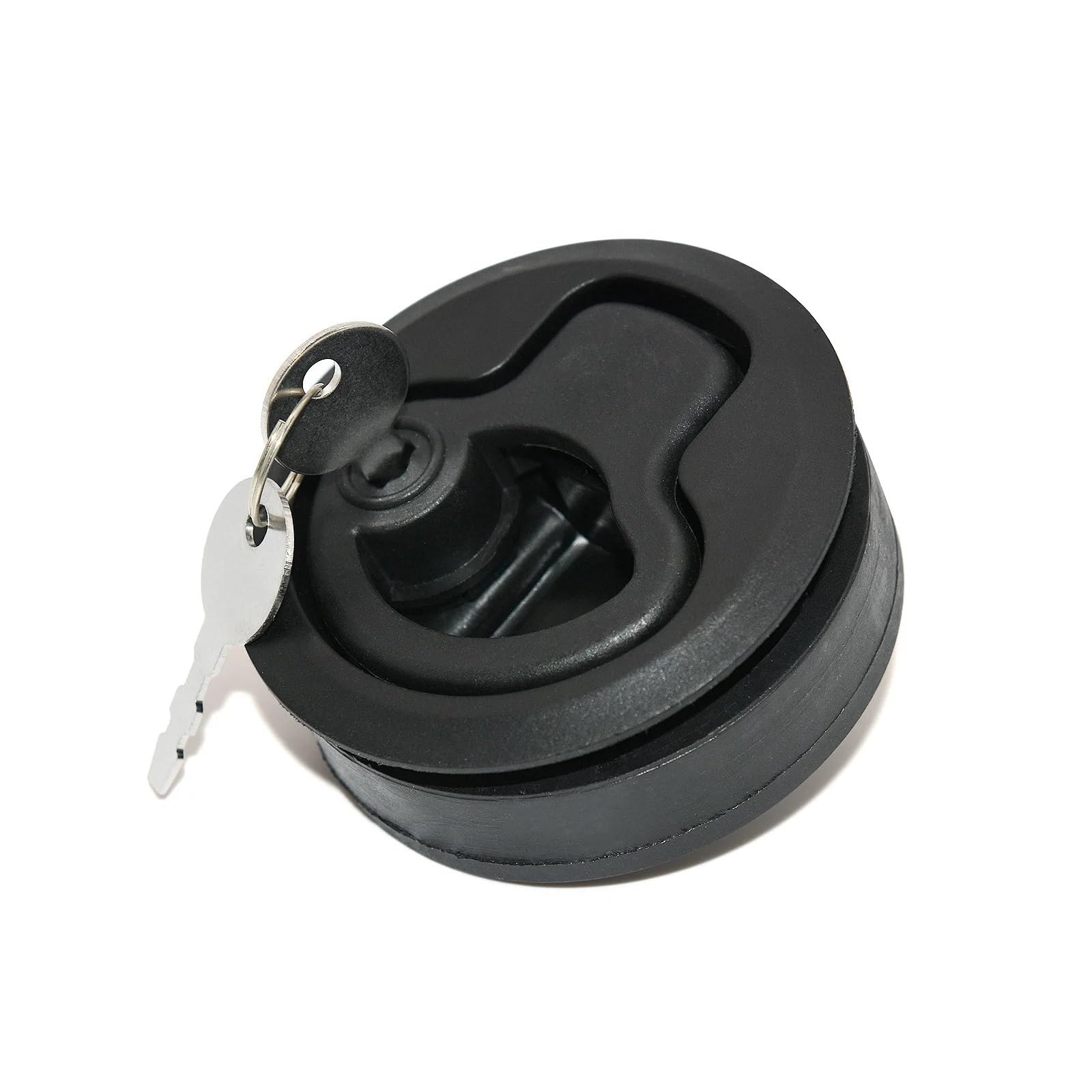 Marine Boat Round Deck Lock with Key Black Plastic Flush Pull Slam Latches Lift Ring Handle 2/4/6Pcs(1PC)