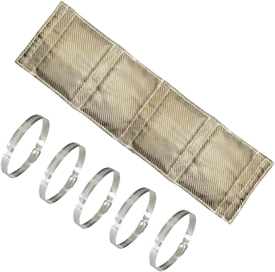 Titanium Pipe Heat Shield 6" x 24.4'' Exhaust Heat Shield Motorcycle Heat Guard Cover Wrap with 5 PCS Stainless Steel Clamps