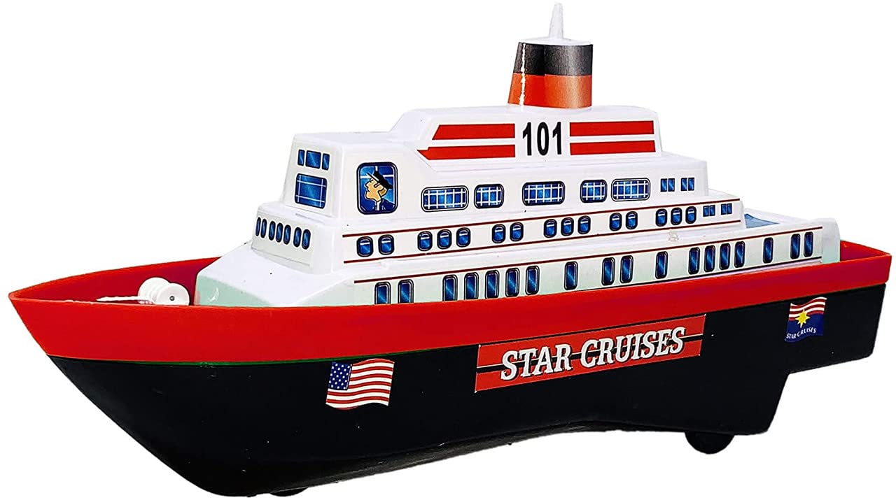 Skyzal Plastic Made Small Size Pull Back & Go Star Cruise Ship Scale Models Toys for Kids | Made in India Toys | Color May Vary | Use As Showpiece | Basic Quality Toys Made of Plastic (1 Pc)