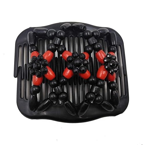 Miniatura 2 de LOVEF Peine de madera profesional para mujer, cuentas mágicas elásticas, clip de cuerda de cuerda de doble elástico, accesorios para peines-6 piezas