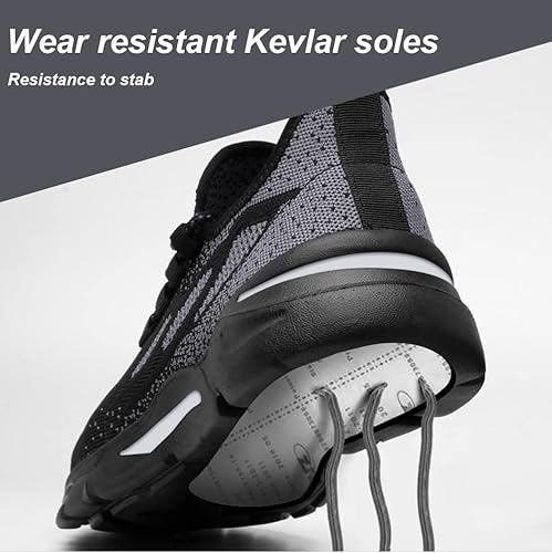 Vista 4 de HYCOPROT Zapatos de punta de acero, zapatos de seguridad antideslizantes indestructibles ligeros para la construcción