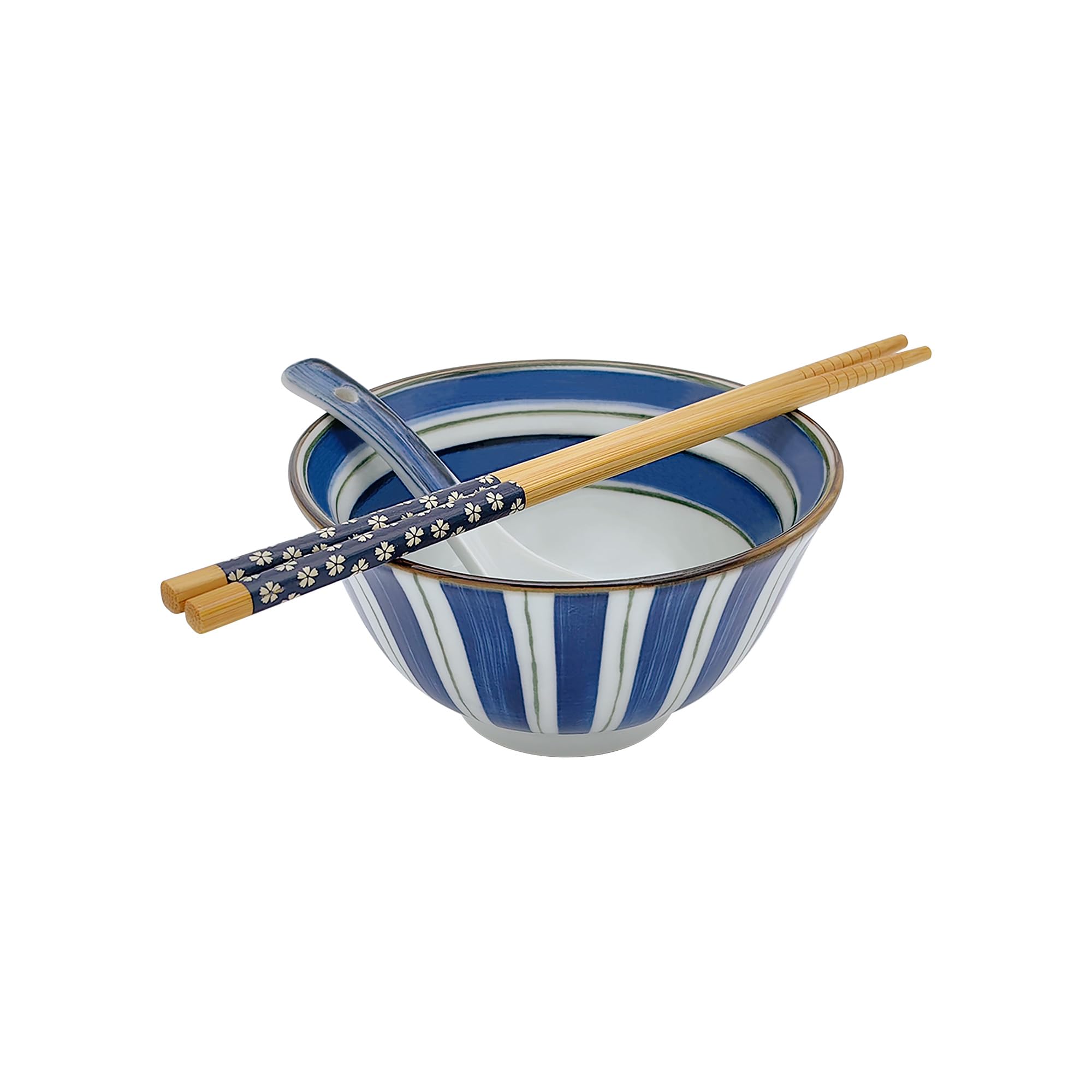 14oz Porcelain Rice Bowl Set With Chopsticks - Asian Style Ceramic Bowl With Spoon, Dishwasher Safe