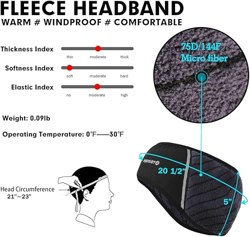 Miniatura 3 de EMPIRELION Diadema de forro polar de felpa original y lujosa calentador de orejas suave para correr frente a prueba de viento equipo reflectante