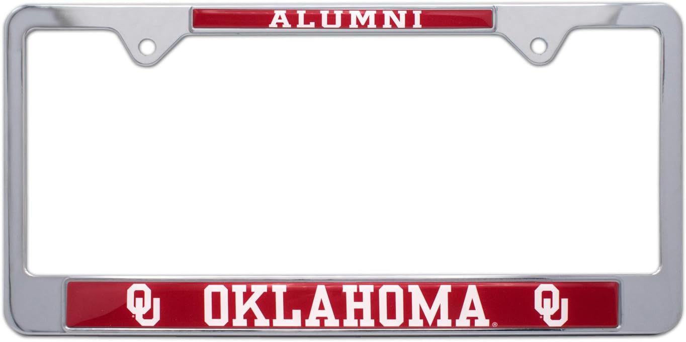 Officially Licensed Premium Shiny Chrome Metal License Plate Frame - Second Generation - Alumni Version (Oklahoma)