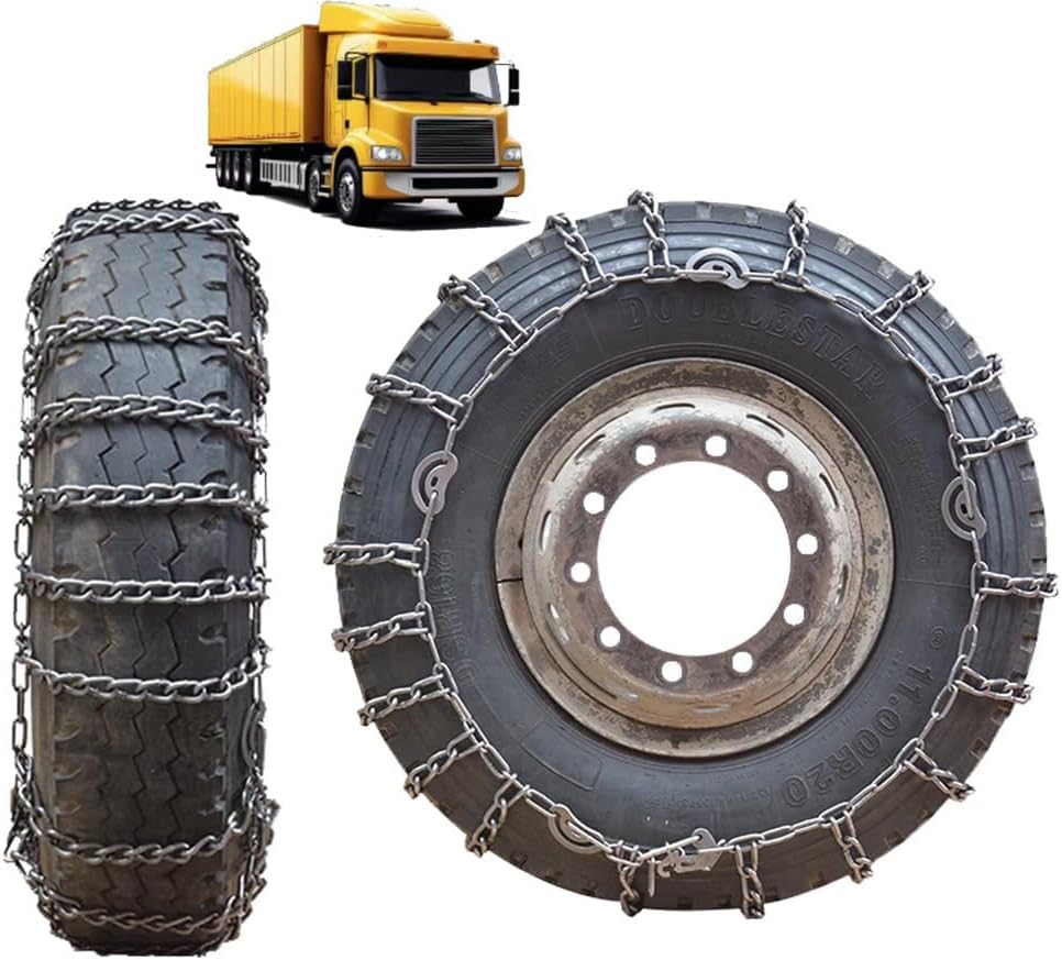 9mm Set of 2 Tire Chains for Suv and Pickup Trucks Slip Snow Traction Chains Durable Manganese Emergency Grip for Snowy Roads 225/75R17.5 2pcs 6.50-16