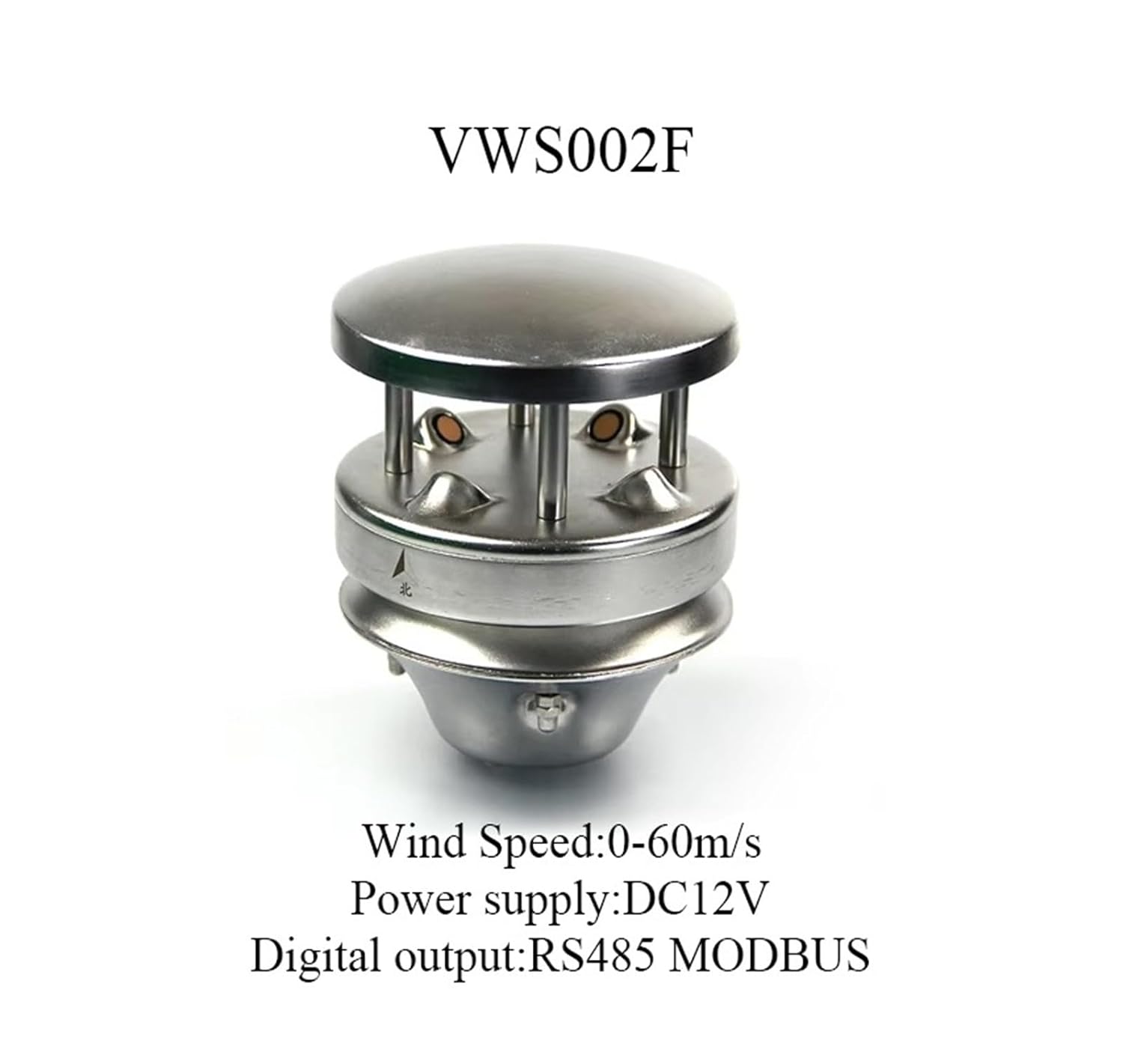 VWS002F Wind Speed Transmitter, Stainless Steel Ultrasonic Anemometer Direction Indicator Digital