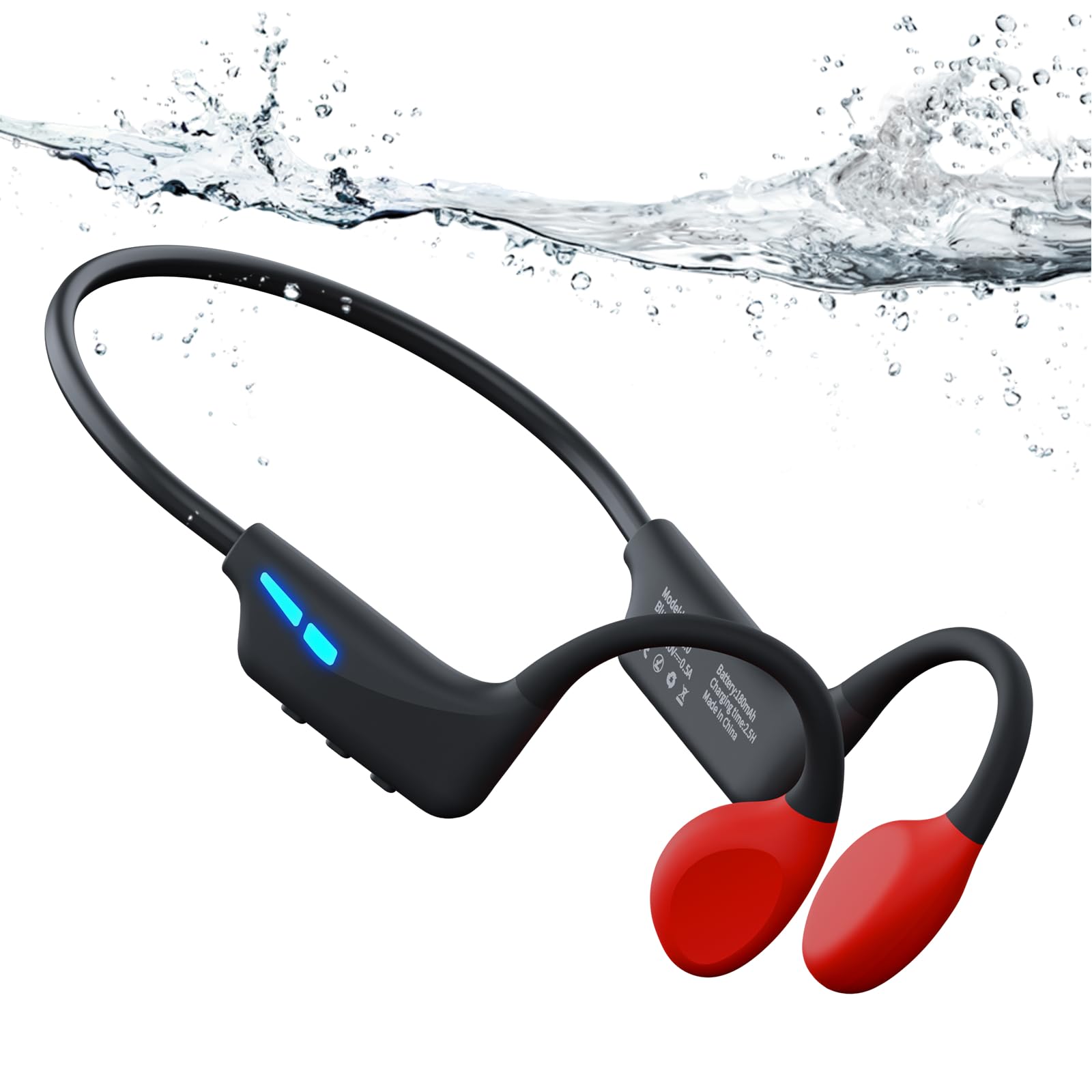 Cuffie Conduzione Ossea Subacquee per Piscina, 8GB MP3-Player Bluetooth 6.0 | 28g Ultra-leggero e silicone morbido per comfort, modalità Bluetooth e MP3, IP68 impermeabile per nuoto Piscina corsa fitness
