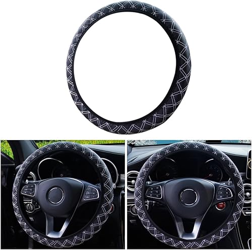 Funda universal para volante de automóvil, de piel sintética con costuras de 15 pulgadas, protector elástico para volante, seguro y antideslizante,